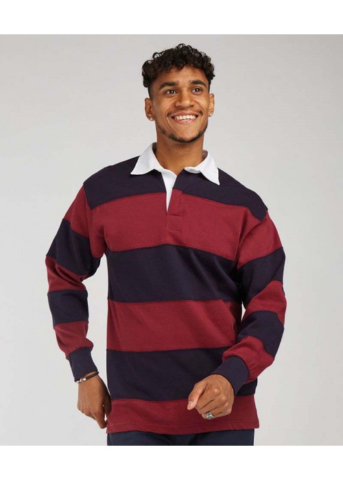 Front Row Sewn stripe long sleeve rugby shirt