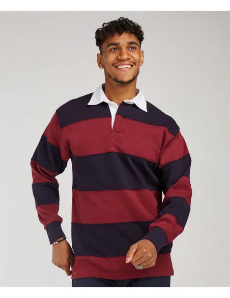 Front Row Sewn stripe long sleeve rugby shirt