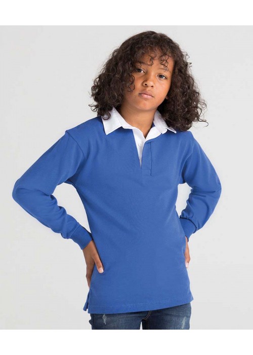 Front Row Kids long sleeve plain rugby shirt