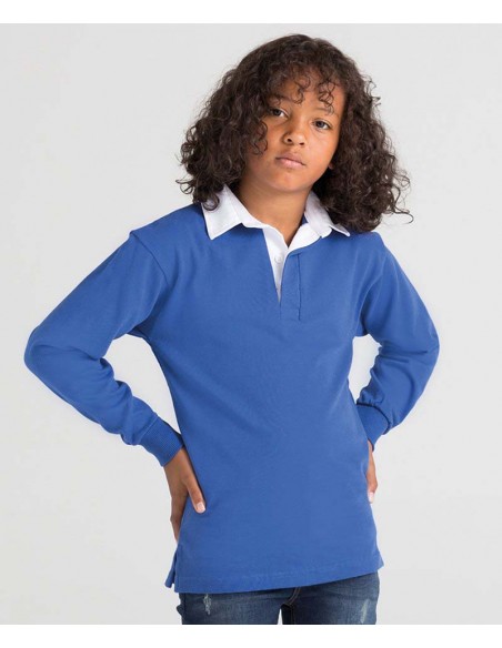 Front Row Kids long sleeve plain rugby shirt