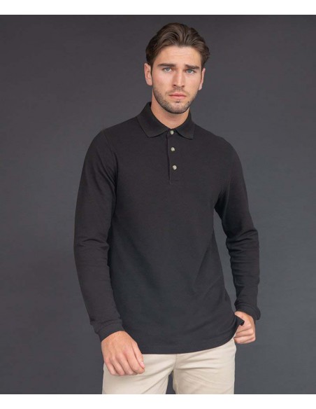 Henbury Long sleeve cotton polo shirt