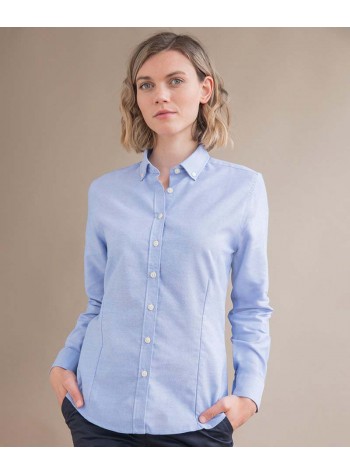 Henbury Women's modern long sleeve Oxford shirt