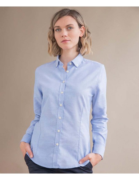Henbury Women's modern long sleeve Oxford shirt