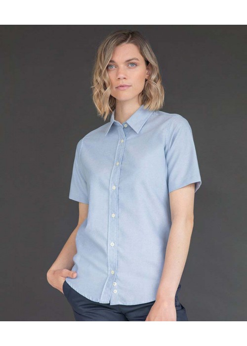 Henbury Women's short sleeve classic Oxford shirt