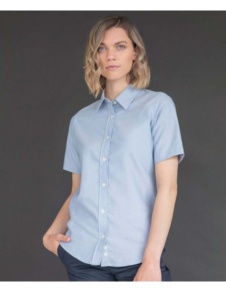 Henbury Women's short sleeve classic Oxford shirt