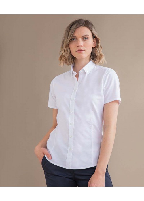 Henbury Women's modern short sleeve Oxford shirt