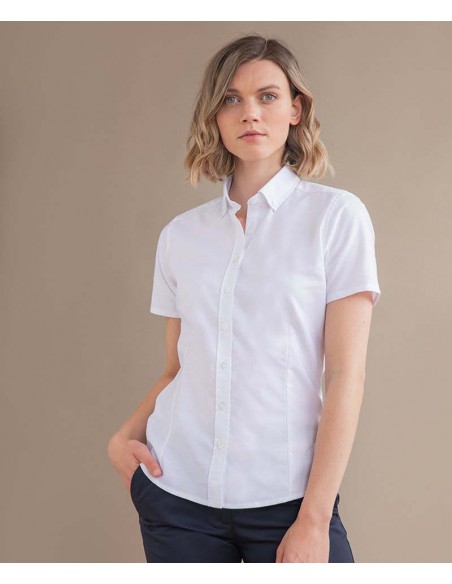 Henbury Women's modern short sleeve Oxford shirt
