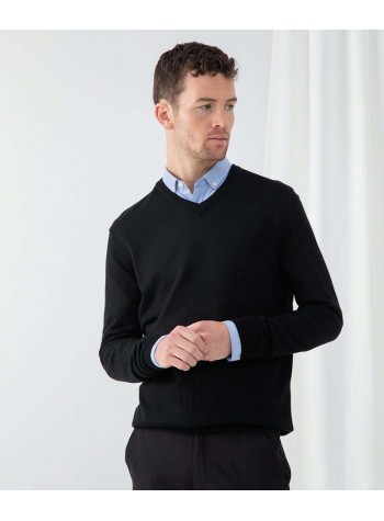 Henbury Cashmere touch acrylic v-neck jumper