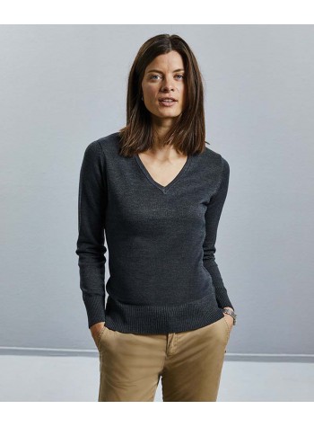 Russell Collection Women's v-neck knitted sweater