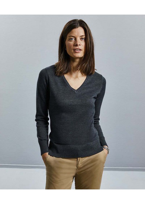 Russell Collection Women's v-neck knitted sweater