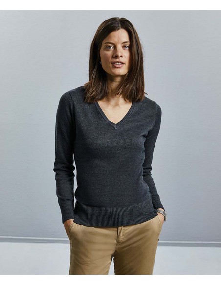 Russell Collection Women's v-neck knitted sweater