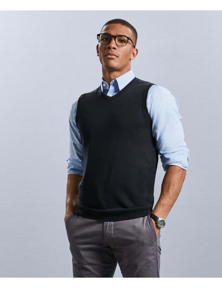 Russell Collection V-neck sleeveless knitted sweater