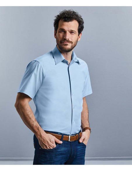 Russell Collection Short sleeve easycare tailored Oxford shirt