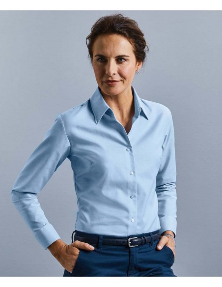 Russell Collection Women's long sleeve easycare Oxford shirt