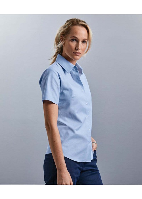 Russell Collection Women's short sleeve Oxford...