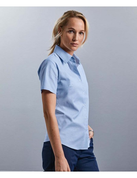 Russell Collection Women's short sleeve Oxford shirt