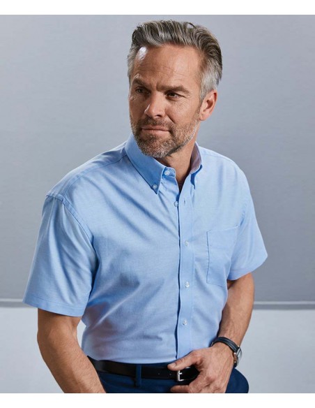 Russell Collection Short sleeve easycare Oxford shirt