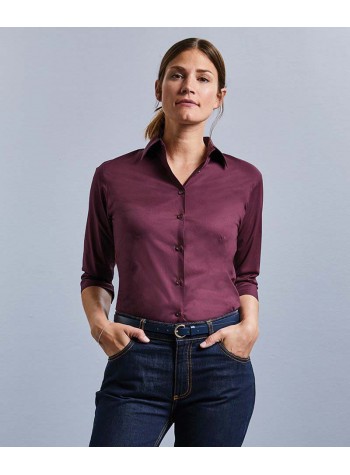 Russell Collection Women's ¾ sleeve easycare fitted shirt