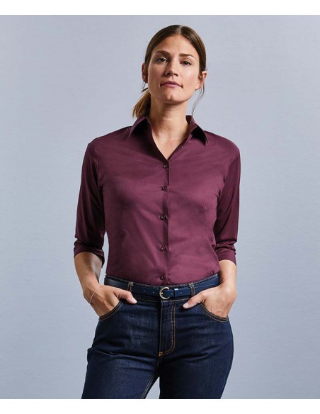 Russell Collection Women's ¾ sleeve easycare fitted shirt