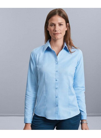 Russell Collection Women's long sleeve herringbone shirt