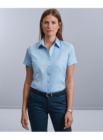 Russell Collection Women's short sleeve herringbone shirt