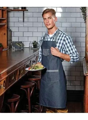 Premier Domain contrast denim bib apron