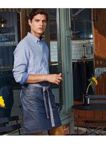 Premier Division waxed-look denim waist apron