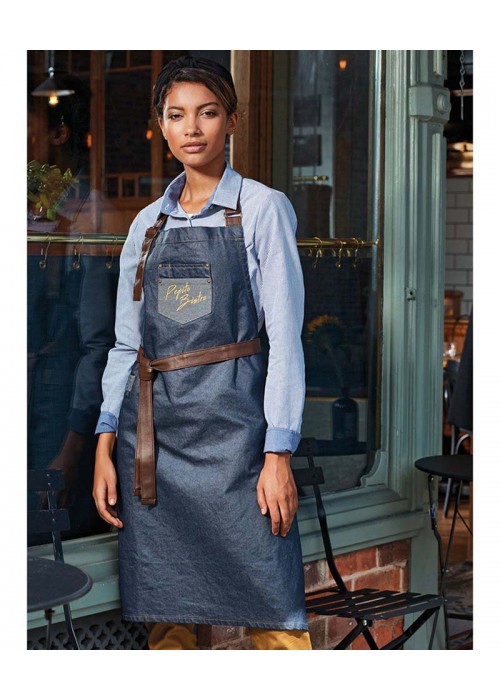 Premier Division waxed-look denim bib apron...