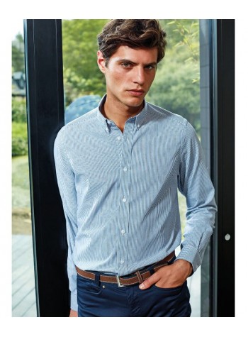 Premier Cotton-rich Oxford stripes shirt