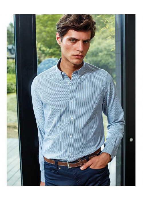 Premier Cotton-rich Oxford stripes shirt