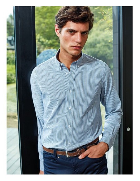 Premier Cotton-rich Oxford stripes shirt