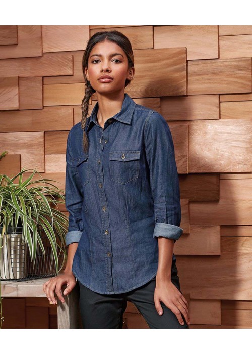 Premier Women's jeans stitch denim shirt