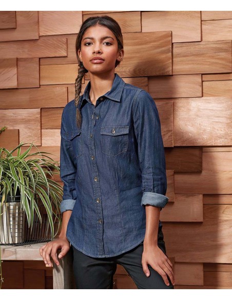 Premier Women's jeans stitch denim shirt