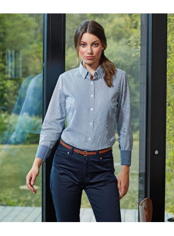 Premier Women's cotton-rich Oxford stripes blouse