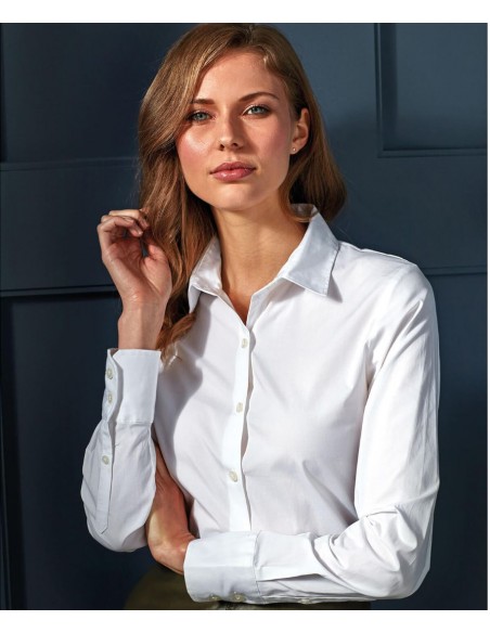 Premier Women's stretch fit cotton poplin long sleeve blouse