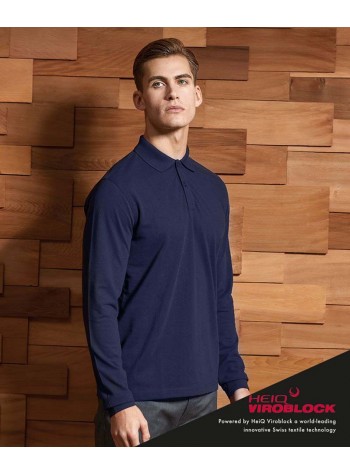 Premier Unisex long sleeve polo shirt, powered by HeiQ Viroblock
