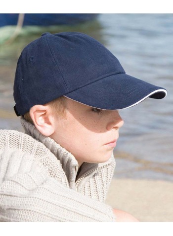 Result Headwear Junior low-profile heavy brushed cotton cap with sandwich peak