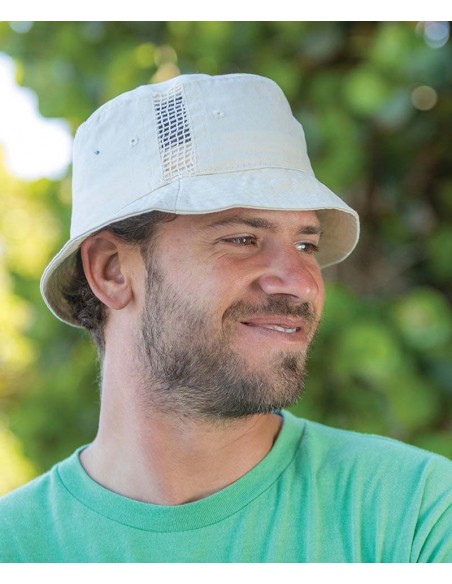 Result Headwear Deluxe washed cotton bucket hat with side mesh panels
