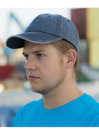 Result Headwear Washed fine line cotton cap with sandwich peak