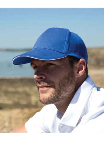 Result Headwear Memphis brushed cotton low-profile sandwich peak cap