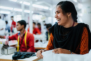 Workers in a GOTS certified factory
